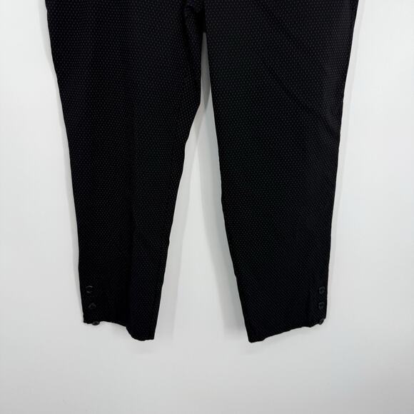 Chicos 1.5 Stretch Ponte Ankle Pants size Medium Black dotted Pattern Pull on - Picture 6 of 12